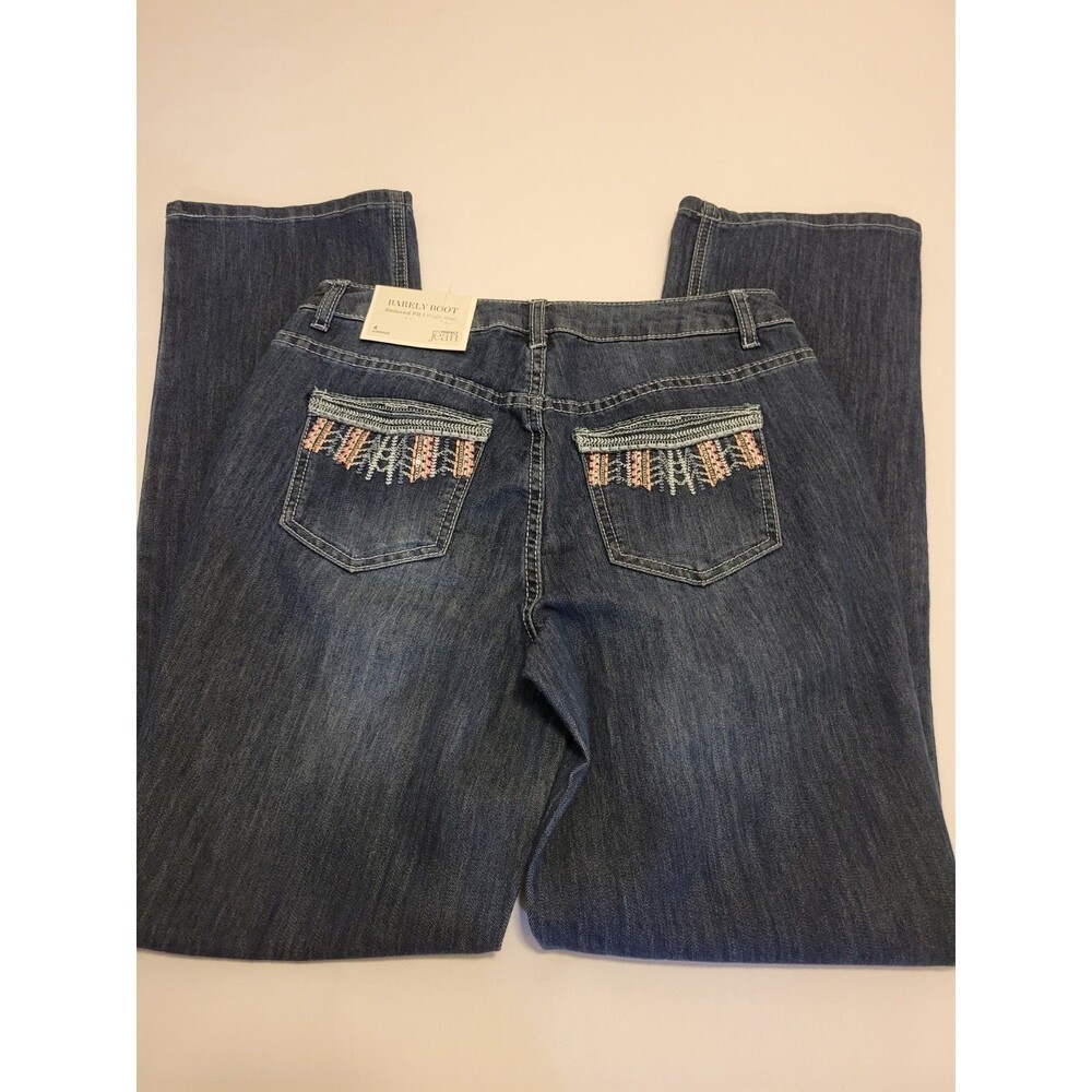 Christopher & Banks Womens Jeans Sz 4 Dark Wash Embroidery On Back Pockets Nwt